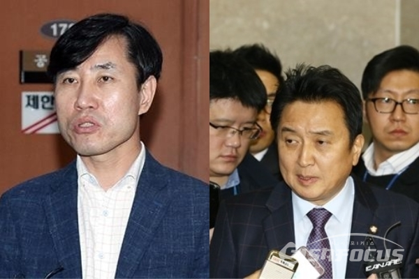 구 바른정당 출신인 하태경 의원(좌)과 구 국민의당 출신인 김영환 전 의원(우)이 바른미래당 전당대회에서 후보자 연대를 하겠다고 선언했다. 사진 / 시사포커스DB