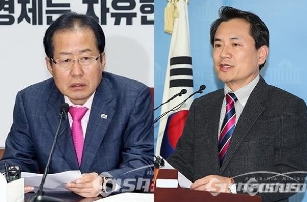 홍준표 전 한국당 대표(좌)와 김진태 의원(우)의 모습. ⓒ시사포커스DB