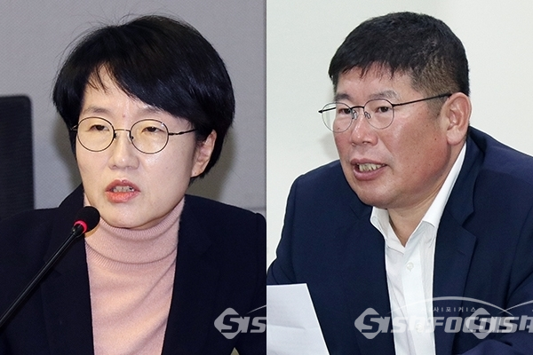 박선숙 바른미래당 의원(좌)과 김경진 민주평화당 의원(우)의 모습. 사진 / 오훈 기자