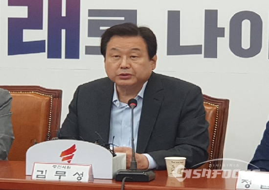 자유한국당 김무성 의원은 22일 오전 국회에서 열린 원내대표·중진의원 연석회의에 참석해 발언하고 있다. 사진 / 박상민 기자