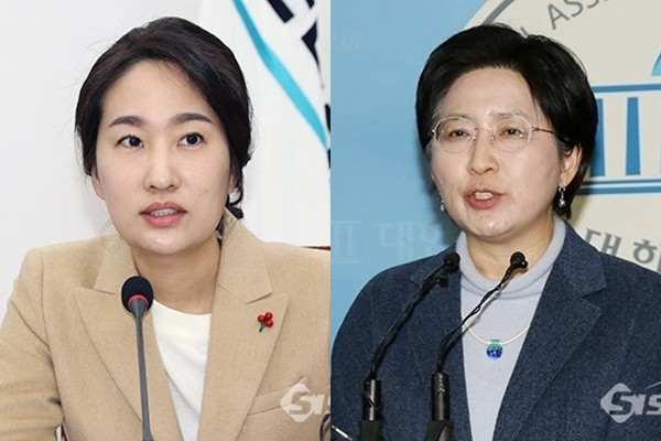 김수민 바른미래당 원내대변인(좌)과 박주현 민주평화당 수석대변인(우)의 모습. ⓒ포토포커스DB