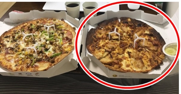 피자헛의 한 가맹점에서 소비자에게 ‘탄’ 피자를 배달해 논란이다. (사진 / 온라인 커뮤니티 네이트 판)