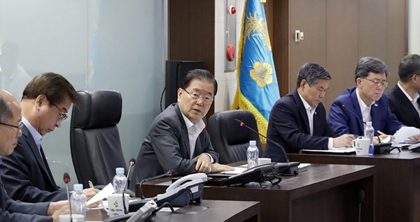 북한 발사체 관련 대응 회의가 정의용 국가안보실장 주재로 관계장관들 참석 하에 진행됐다. / ⓒ청와대