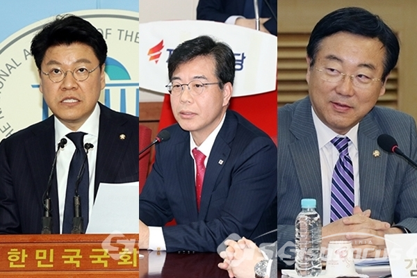 자유한국당 장제원(좌), 송언석(중), 김종석(우) 의원의 모습. ⓒ포토포커스DB