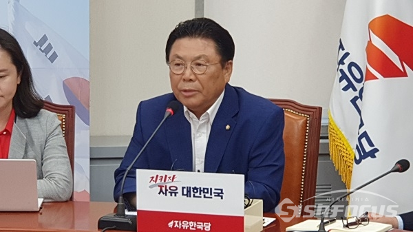 최고위서 발언하는 박맹우 의원. 사진 / 박상민 기자