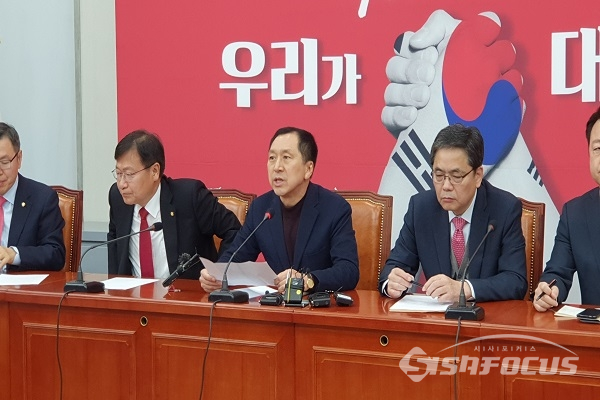 김기현 전 울산시장 후보가 발언하고 있다. 사진 / 박상민 기자