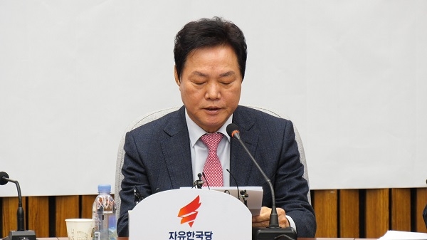 박완수 사무총장이 원내대책회의에서 발언하고 있다. 사진 / 박상민 기자
