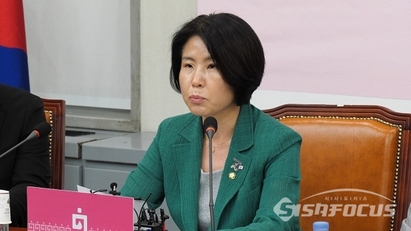 비상대책위원-중진의원 연석회의에서 김미애 의원이 발언하고 있다. 사진 / 박상민 기자
