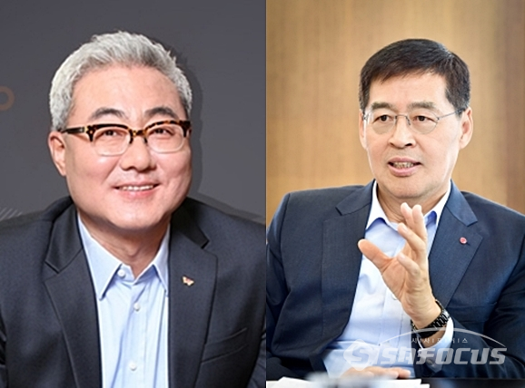 김준 SK이노베이션 대표(사진 왼쪽), 신학철 LG화학 부회장ⓒ시사포커스DB
