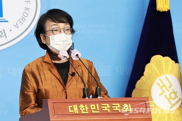 김진애 의원이 기자회견을 하고 있다. ?[사진 / 오훈 기자]