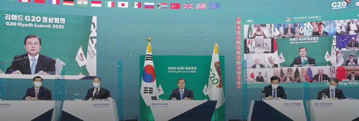 화상으로 진행된 g20정상회의 모습 / ⓒ청와대 제공