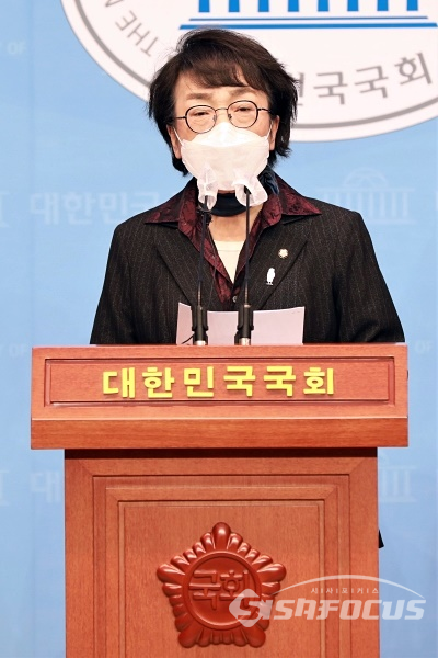 김진애 의원이 기자회견을 하고 있다. [사진 / 오훈 기자]
