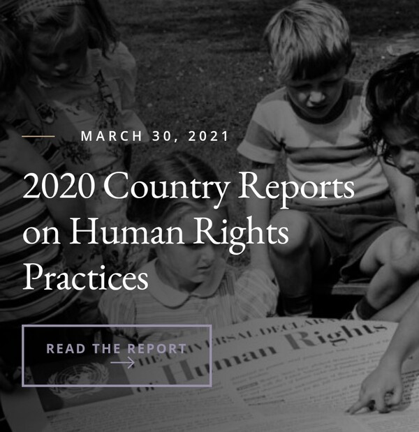 미국 국무부가 30일(현지시간) '2020 국가별 인권보고서'를 홈페이지에 공개했다. 사진 / 미 국무부 홈페이지 화면캡쳐
