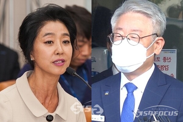 배우 김부선 씨(좌)와 이재명 경기도지사(우). 사진 / 시사포커스DB