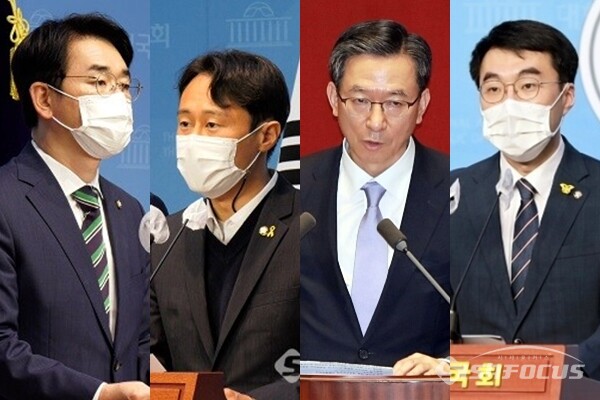 (좌측부터) 민주당 박용진, 이탄희, 정성호, 김남국 의원. 사진 / 시사포커스DB