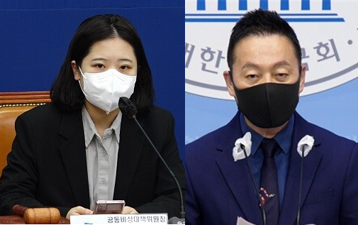 이재명 더불어민주당 의원의 추천으로 당대표 자리에 올랐던 박지현 전 민주당 공동비상대책위원장(좌)과 정봉주 민주당 정개특위 공동위원장(우). 시사포커스DB