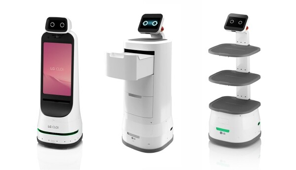 왼쪽부터 LG 클로이 가이드봇, LG 클로이 서브봇(서랍형), LG 클로이 서브봇(선반형) 제품 이미지. ⓒLG전자