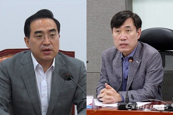 박홍근 민주당 원내대표(좌)와 하태경 국민의힘 의원(우). 사진 / 시사포커스DB