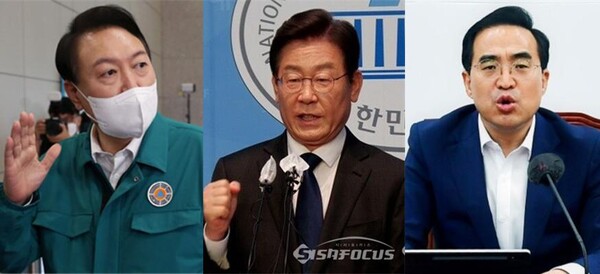 (왼쪽부터) 윤석열 대통령, 이재명 더불어민주당 대표, 박홍근 민주당 원내대표. 시사포커스DB