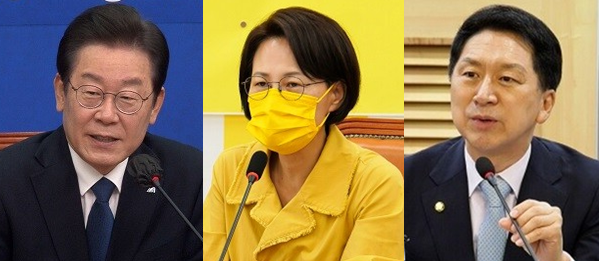(왼쪽부터) 이재명 더불어민주당 대표, 강은미 정의당 의원, 김기현 국민의힘 의원. 시사포커스DB
