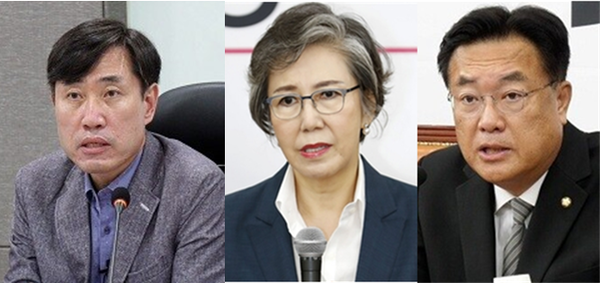 (왼쪽부터) 국민의힘 하태경 의원, 이양희 중앙윤리위원장, 정진석 비상대책위원장. 시사포커스DB