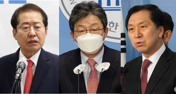 (왼쪽부터) 국민의힘 소속의 홍준표 대구시장, 유승민 전 의원, 김기현 의원. 시사포커스DB