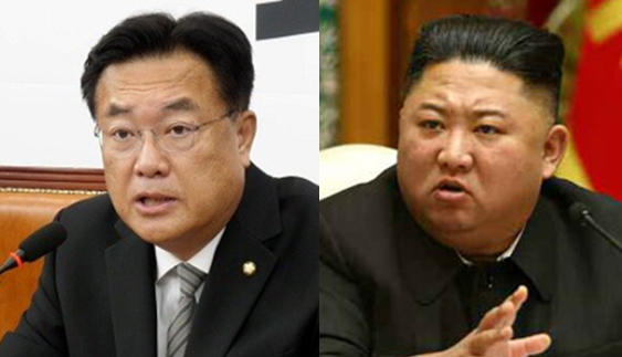 정진석 국민의힘 비상대책위원장(좌)과 김정은 북한 국무위원장(우). 시사포커스DB