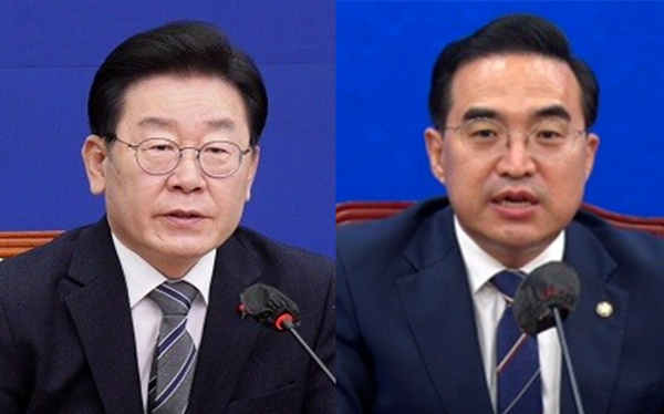 더불어민주당 이재명 당대표(좌)와 박홍근 원내대표(우). 시사포커스DB
