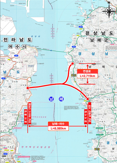 남해-여수 해저터널 위치도 / ⓒ국토부