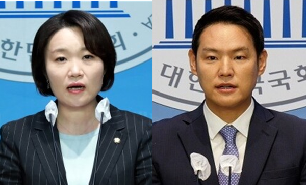 더불어민주당 이소영 원내대변인(좌)과 김한규 원내대변인(우). 시사포커스DB