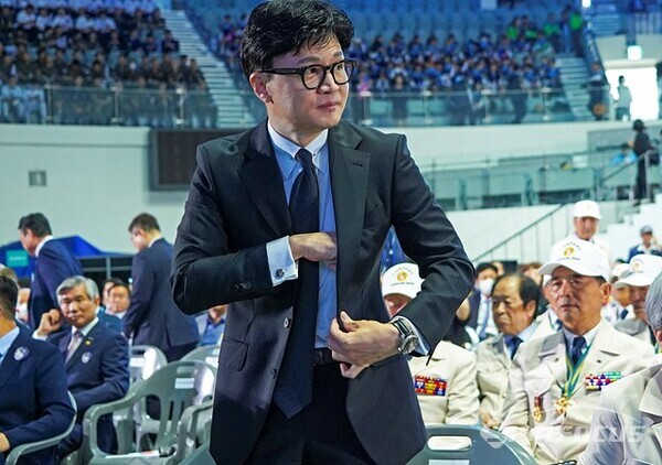 25일 서울 중구 장충체육관에서 열린 6·25 전쟁 제73주년 행사에 한동훈 법무 장관이 참석해 있다. 사진/유우상 기자