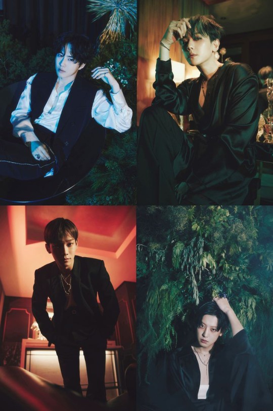 EXO 정규 7집 'EXIST' 콘셉트 티저 사진 (왼쪽 위부터 시계방향으로) 수호, 백현, 찬열, 첸 / ⓒSM엔터테인먼트