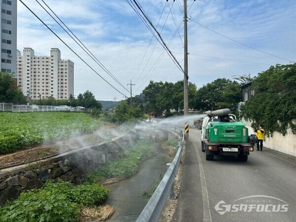 해남군이 장마 뒤 집중 방역을 발빠르게 대처하고 있다. 사진/해남군청 제공