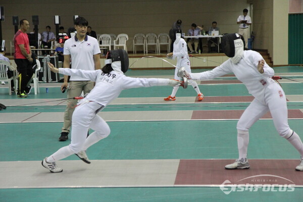 근대5종경기 중 펜싱 경기 모습. 사진/해남군청 제공