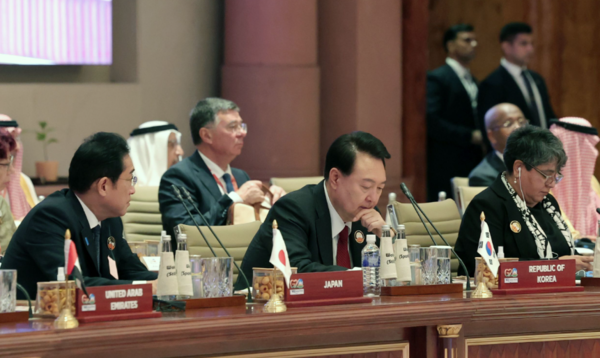지난 10일 윤석열 대통령은 뉴델리 G20 정상회의 '하나의 미래(One Future)' 세션에 참석했다. 왼쪽에는 기사다 일본 총리가  참석했다. (사진 / 대통령실)