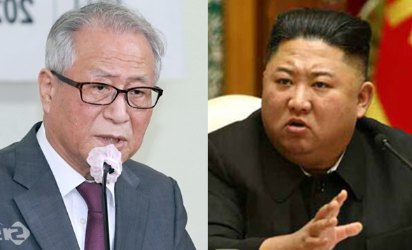 정세현 전 통일부 장관(좌)과 북한 김정은 국무위원장(우). 시사포커스DB