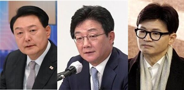 (왼쪽부터) 윤석열 대통령, 유승민 전 의원, 한동훈 국민의힘 비상대책위원장. 시사포커스DB