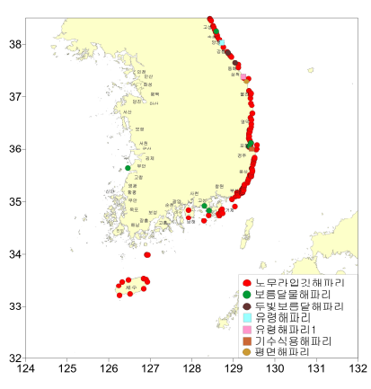 7월 19부터 25일 까지 해파리 발생 신고 동향.ⓒ국립수산과학원