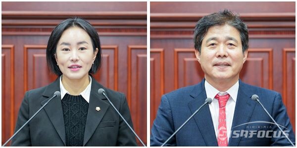 경주시의회 제2차 본회의에서 5분 자유발언을 한 김소현 의원(좌)과 최영기 의원(우) 모습. 사진/경주시의회