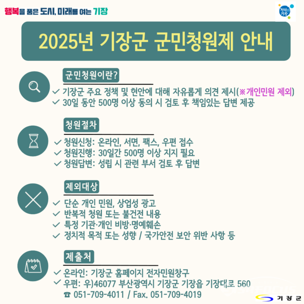 기장군 2025년 군민청원제 안내문. 기장군