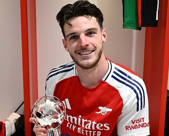 라이스, 프리킥 감아차기 멀티골로 POM 선정. ⓒ아스널