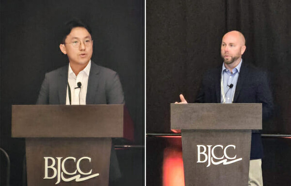 미국 앨라배마 주(州) 버밍햄에서 열린 '7F Users Group Conference'에서 한국남부발전과 두산에너빌리티가 사용자-공급자 공동 발표를 진행하고 있다 ⓒ두산에너빌리티