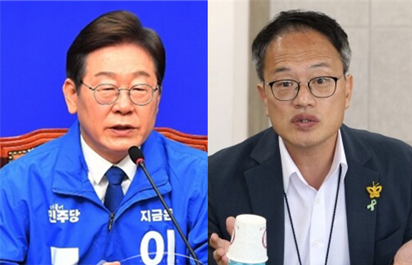 이재명 더불어민주당 대선 후보(좌)와 박주민 민주당 선대위 기본사회위원장(우). 시사포커스DB