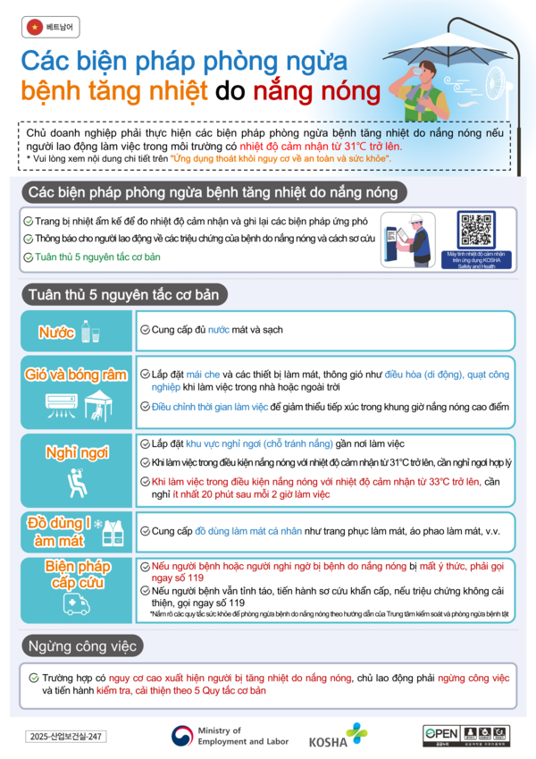 외국인 계절근로자의 온열질환 예방을 위한 홍보물(베트남어).ⓒ봉화군