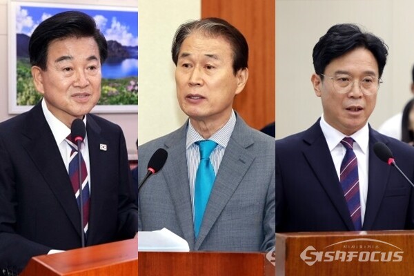 정동영 통일부장관 후보자(좌), 권오을 국가보훈부장관 후보자(중), 김영훈 고용노동부장관 후보자(우). 사진 / 오훈 기자