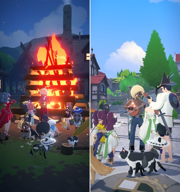 기자의 캐릭터가 길드원들과 합주를 즐기고 있는 모습. ⓒ마비노기 모바일 앱 캡쳐