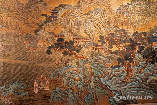 ‘삼선관파도(三仙觀派圖)’는 1920년 이상범이 그린 작품으로, 창덕궁 경훈각 대청 서쪽 벽을 장식했던 벽화다. 사진 / 유우상 기자