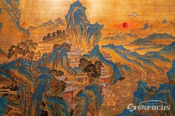 ‘조일선관도(朝日仙觀圖)’는 1920년 노수현이 제작한 작품으로, 창덕궁 경훈각 대청 동쪽 벽을 장식했던 벽화다. 사진 / 유우상 기자