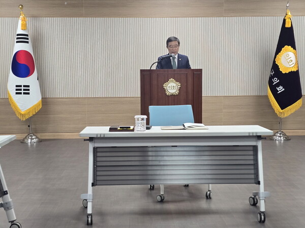 서해근 해남군의원 기자간담회. 사진 / 최영남 기자