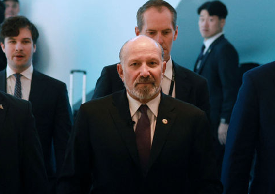 하워드 러트닉 미국 상무장관이 29일 경북 경주예술의전당에서 열린 한미 비즈니스 라운드 테이블에 참석하고 있다. ⓒ뉴시스